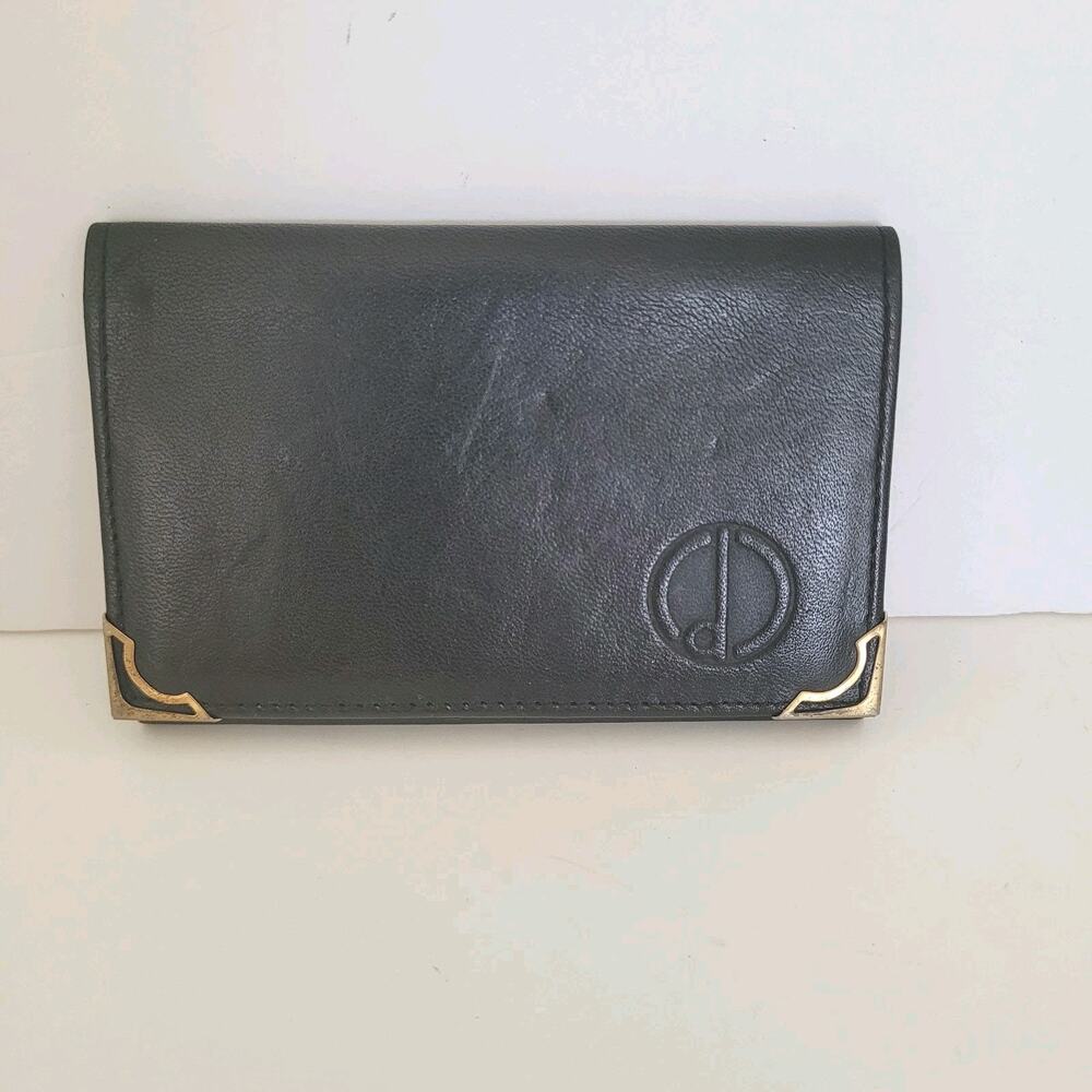 Dunhill Designer Card Wallet Black Bifold Leather Folding Small Logo Vintage